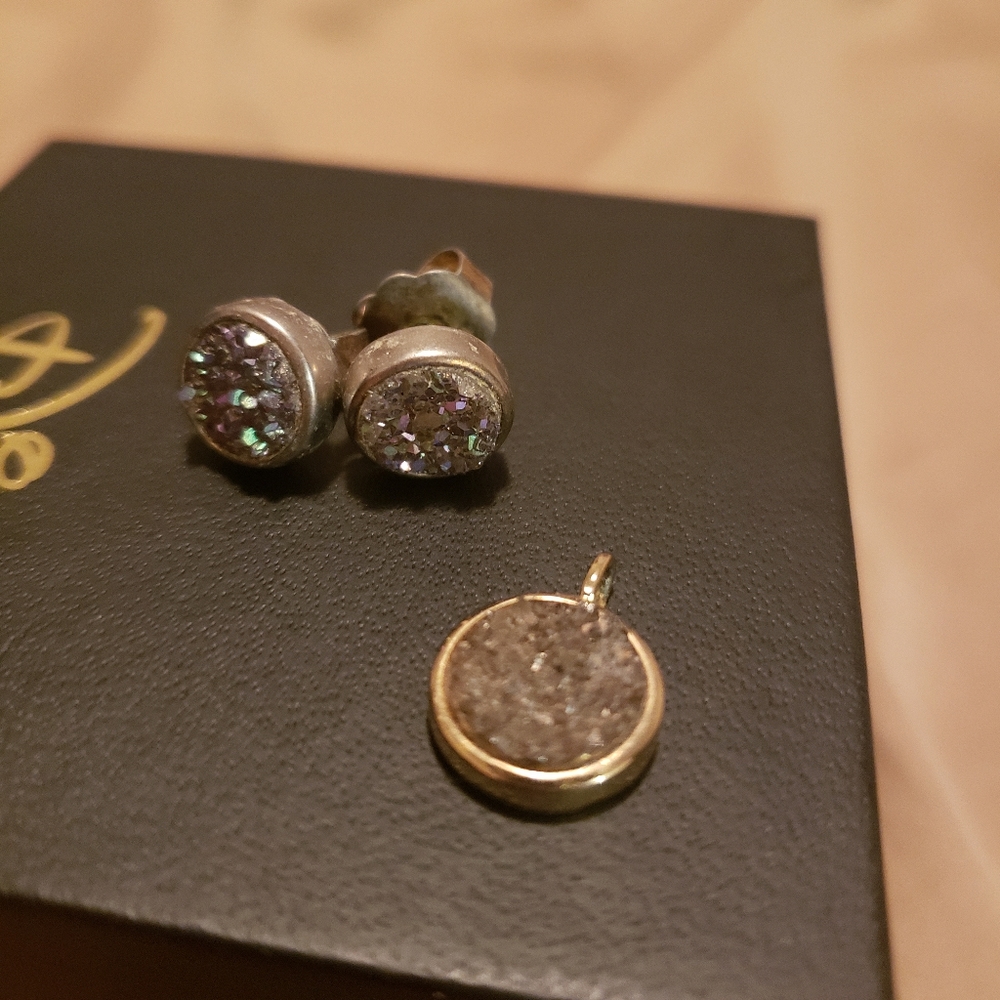 Druzy earrings and pendant set